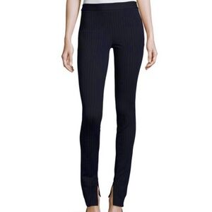 Theory High Waist Navy Pinstripe Ankle Zip Knit Leggings Size 12